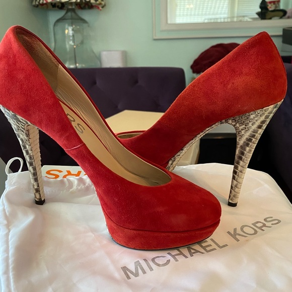 Michael Kors Shoes - Crimson suede/genuine snake